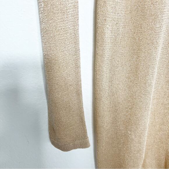 PRETTY LITTLE THING GOLD METALLIC SHEER KNIT CUT OUT BACK DRESS SIZE MEDIUM - Picture 7 of 7